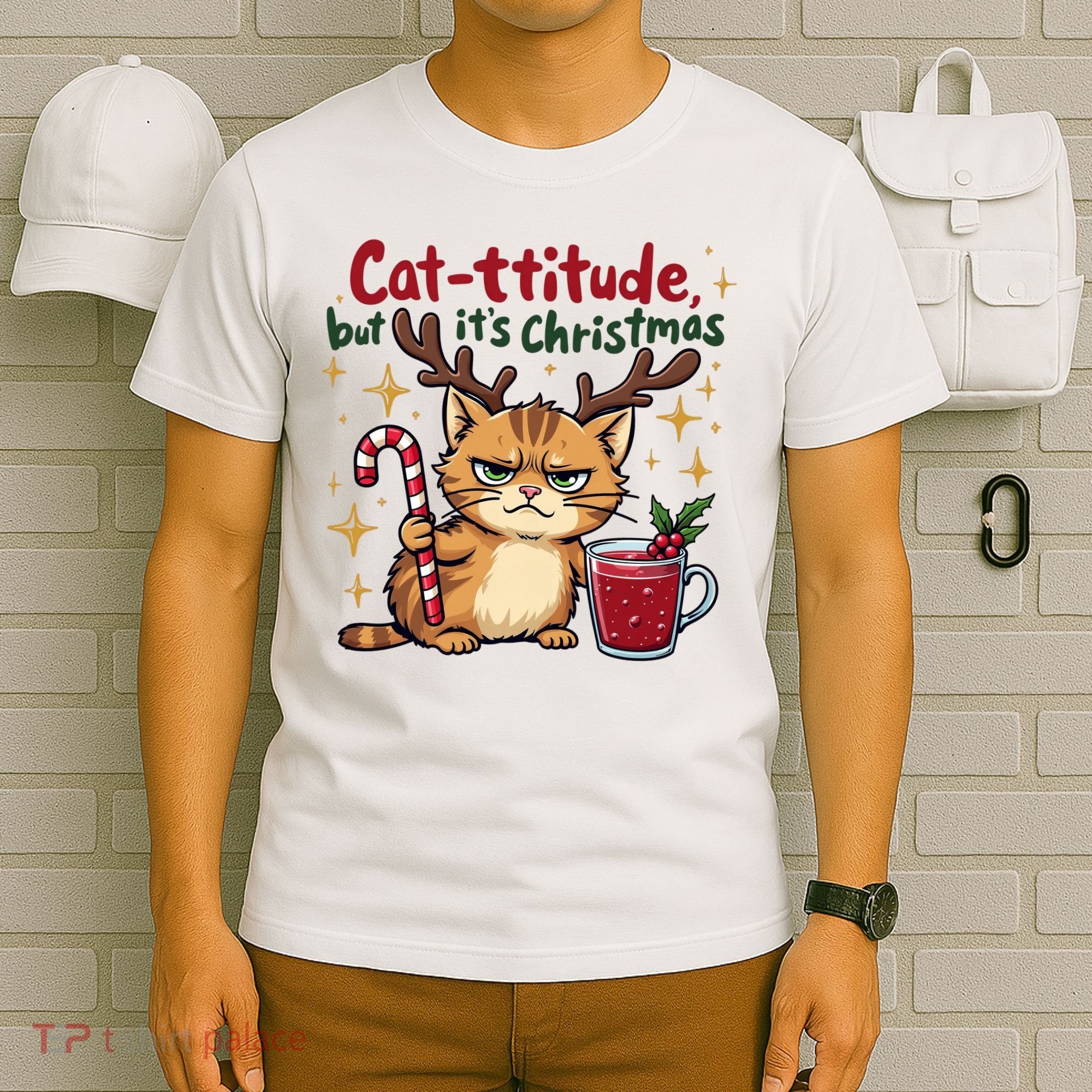 Cat-titude Christmas Cat Grumpy Cattitude Meme T-Shirt