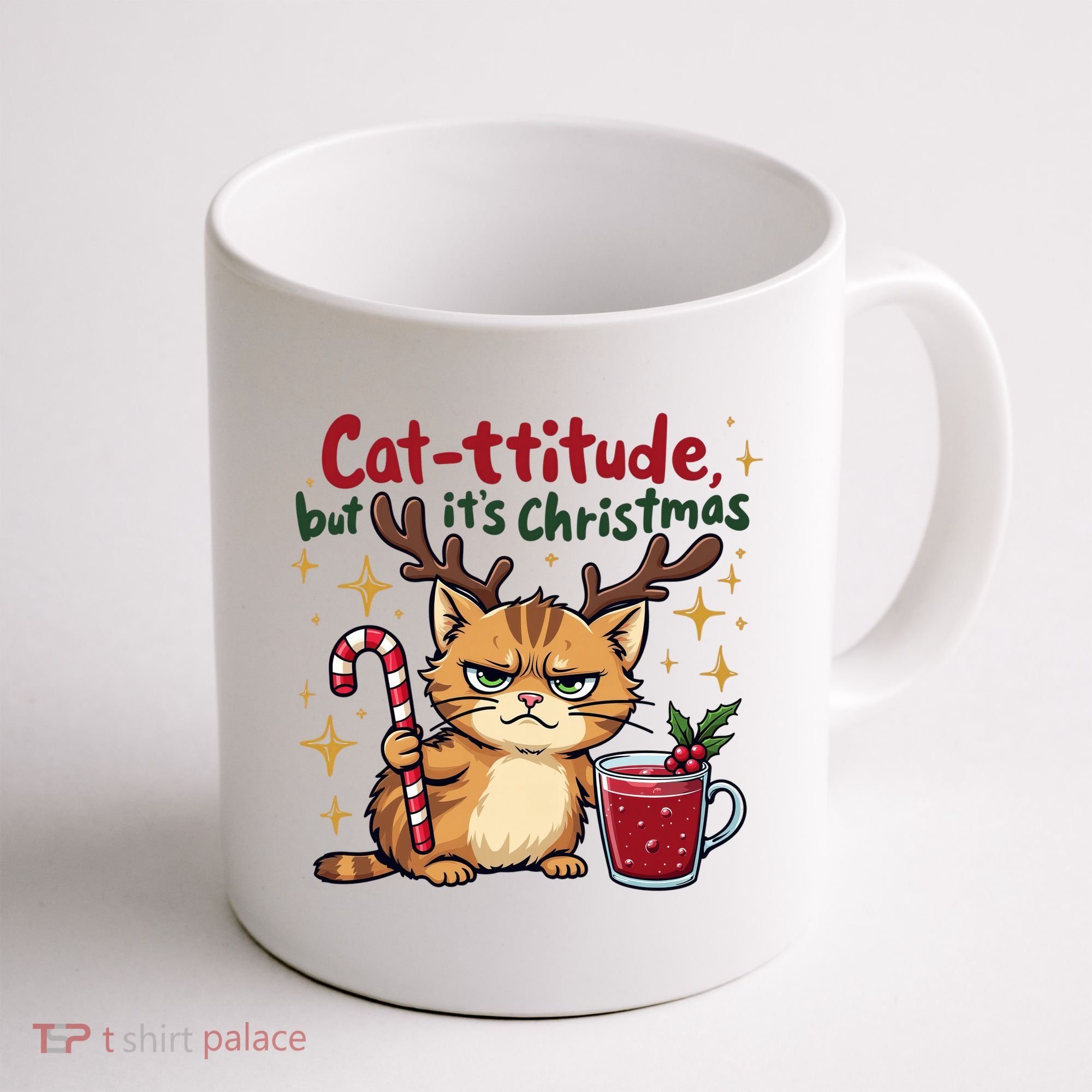 Cat-titude Christmas Cat Grumpy Cattitude Meme Coffee Mug
