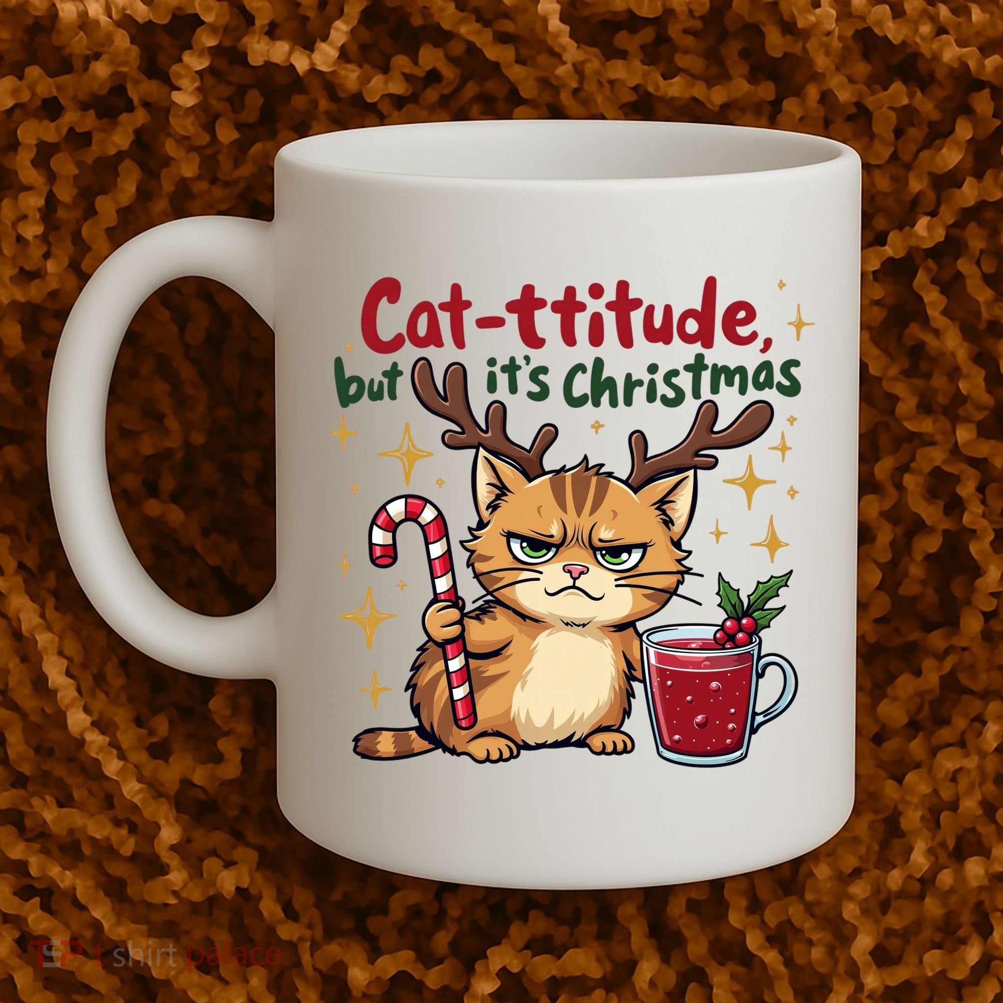 Cat-titude Christmas Cat Grumpy Cattitude Meme Coffee Mug