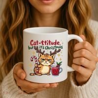 Cat-titude Christmas Cat Grumpy Cattitude Meme Coffee Mug thumb 3