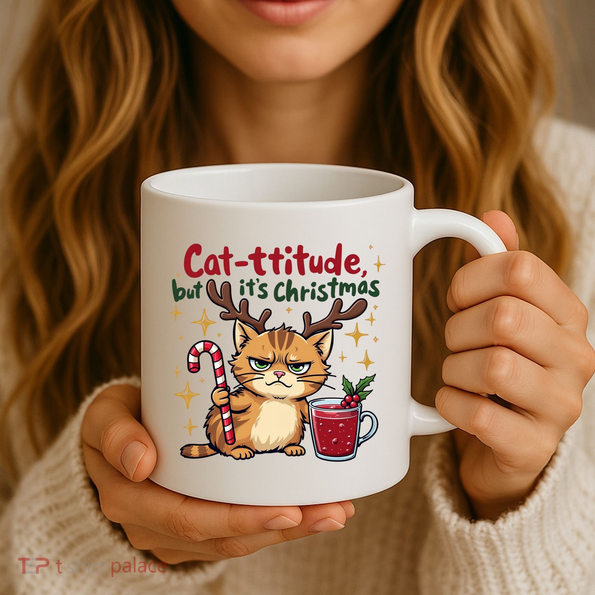 Cat-titude Christmas Cat Grumpy Cattitude Meme Coffee Mug