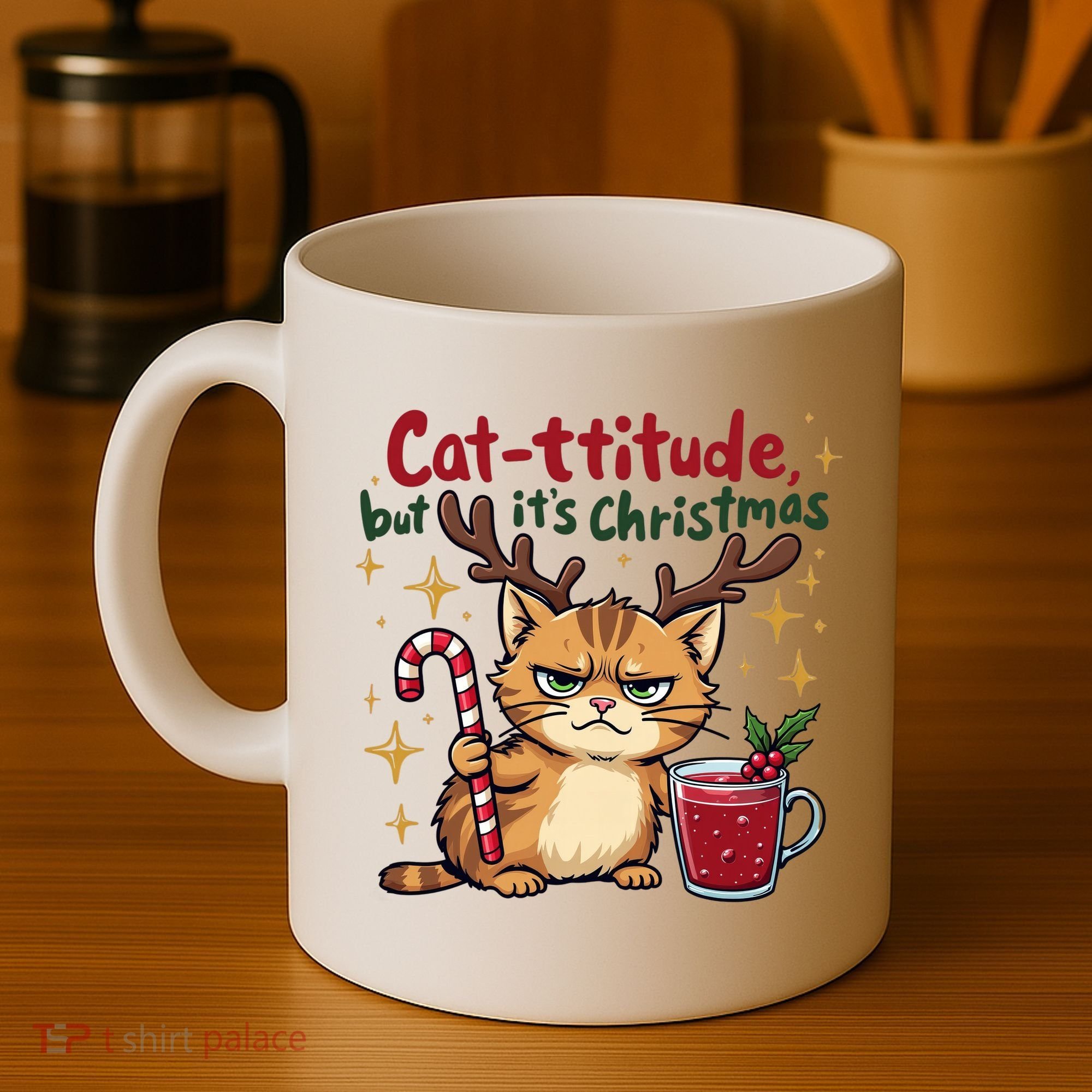 Cat-titude Christmas Cat Grumpy Cattitude Meme Coffee Mug