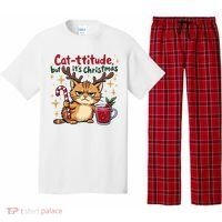 Cat-titude Christmas Cat Grumpy Cattitude Meme Pajama Set thumb 0