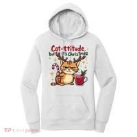 Cat-titude Christmas Cat Grumpy Cattitude Meme Women's Hoodie thumb 0