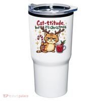 Cat-titude Christmas Cat Grumpy Cattitude Meme Tumbler thumb 0