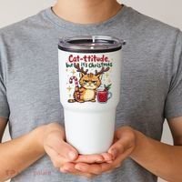 Cat-titude Christmas Cat Grumpy Cattitude Meme Tumbler thumb 2