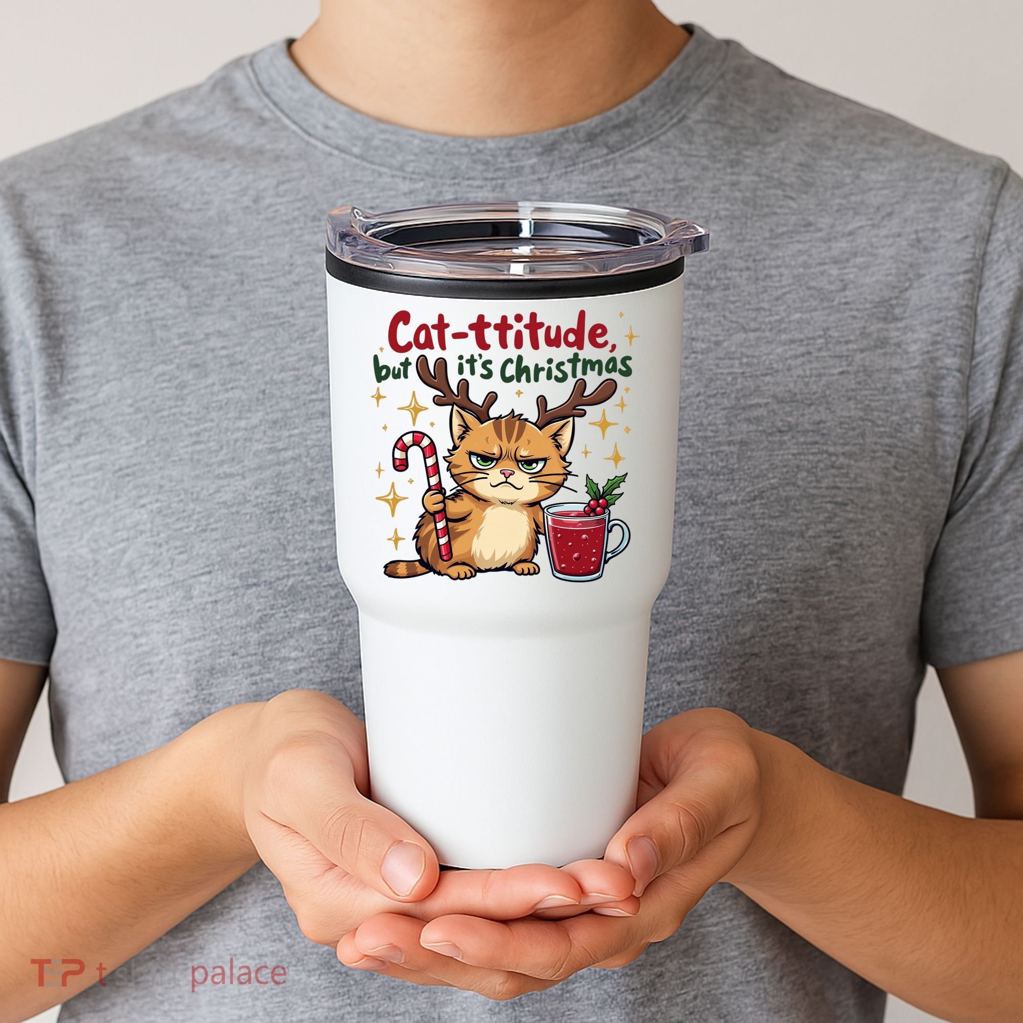 Cat-titude Christmas Cat Grumpy Cattitude Meme Tumbler