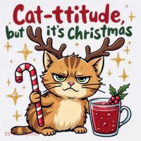 Cat-titude Christmas Cat Grumpy Cattitude Meme Ornament thumb 1