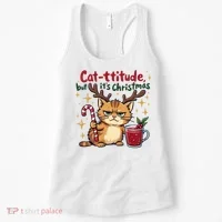 Cat-titude Christmas Cat Grumpy Cattitude Meme Women's Tank Top thumb 0