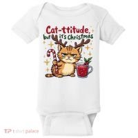 Cat-titude Christmas Cat Grumpy Cattitude Meme Baby Bodysuit thumb 0