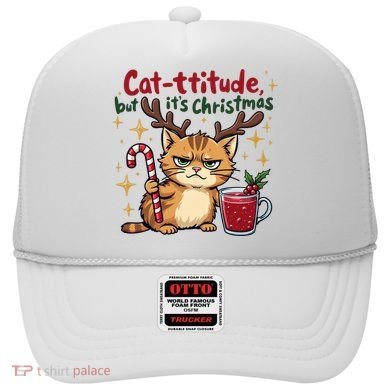 Cat-titude Christmas Cat Grumpy Cattitude Meme Hat