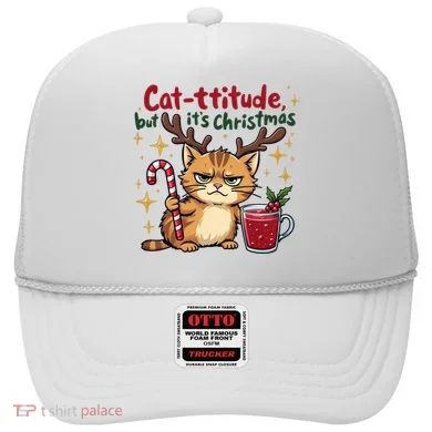 Cat-titude Christmas Cat Grumpy Cattitude Meme Hat