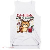 Cat-titude Christmas Cat Grumpy Cattitude Meme Tank Top thumb 0
