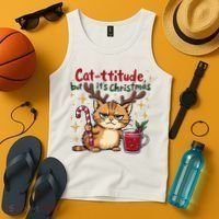 Cat-titude Christmas Cat Grumpy Cattitude Meme Tank Top thumb 4