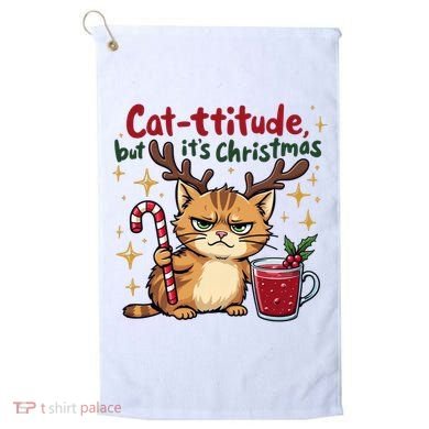 Cat-titude Christmas Cat Grumpy Cattitude Meme Golf Towel