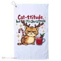 Cat-titude Christmas Cat Grumpy Cattitude Meme Golf Towel thumb 0