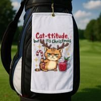 Cat-titude Christmas Cat Grumpy Cattitude Meme Golf Towel thumb 2