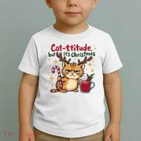 Cat-titude Christmas Cat Grumpy Cattitude Meme Toddler T-Shirt thumb 2