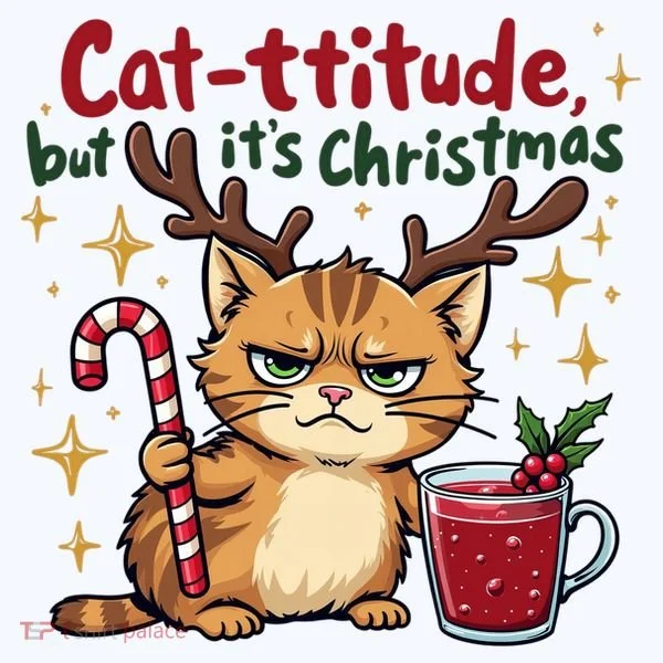 Cat-titude Christmas Cat Grumpy Cattitude Meme Toddler T-Shirt