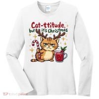 Cat-titude Christmas Cat Grumpy Cattitude Meme Women's Long Sleeve Shirt thumb 0