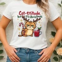 Cat-titude Christmas Cat Grumpy Cattitude Meme Women's T-Shirt thumb 2