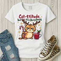 Cat-titude Christmas Cat Grumpy Cattitude Meme Women's T-Shirt thumb 3