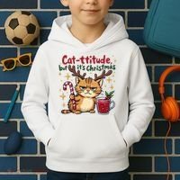 Cat-titude Christmas Cat Grumpy Cattitude Meme Kids Hoodie thumb 2