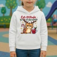 Cat-titude Christmas Cat Grumpy Cattitude Meme Kids Hoodie thumb 3
