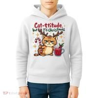 Cat-titude Christmas Cat Grumpy Cattitude Meme Kids Hoodie thumb 4