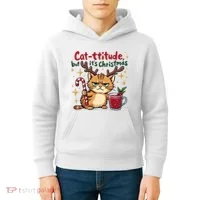 Cat-titude Christmas Cat Grumpy Cattitude Meme Kids Hoodie thumb 4