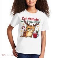 Cat-titude Christmas Cat Grumpy Cattitude Meme Kids T-Shirt thumb 2