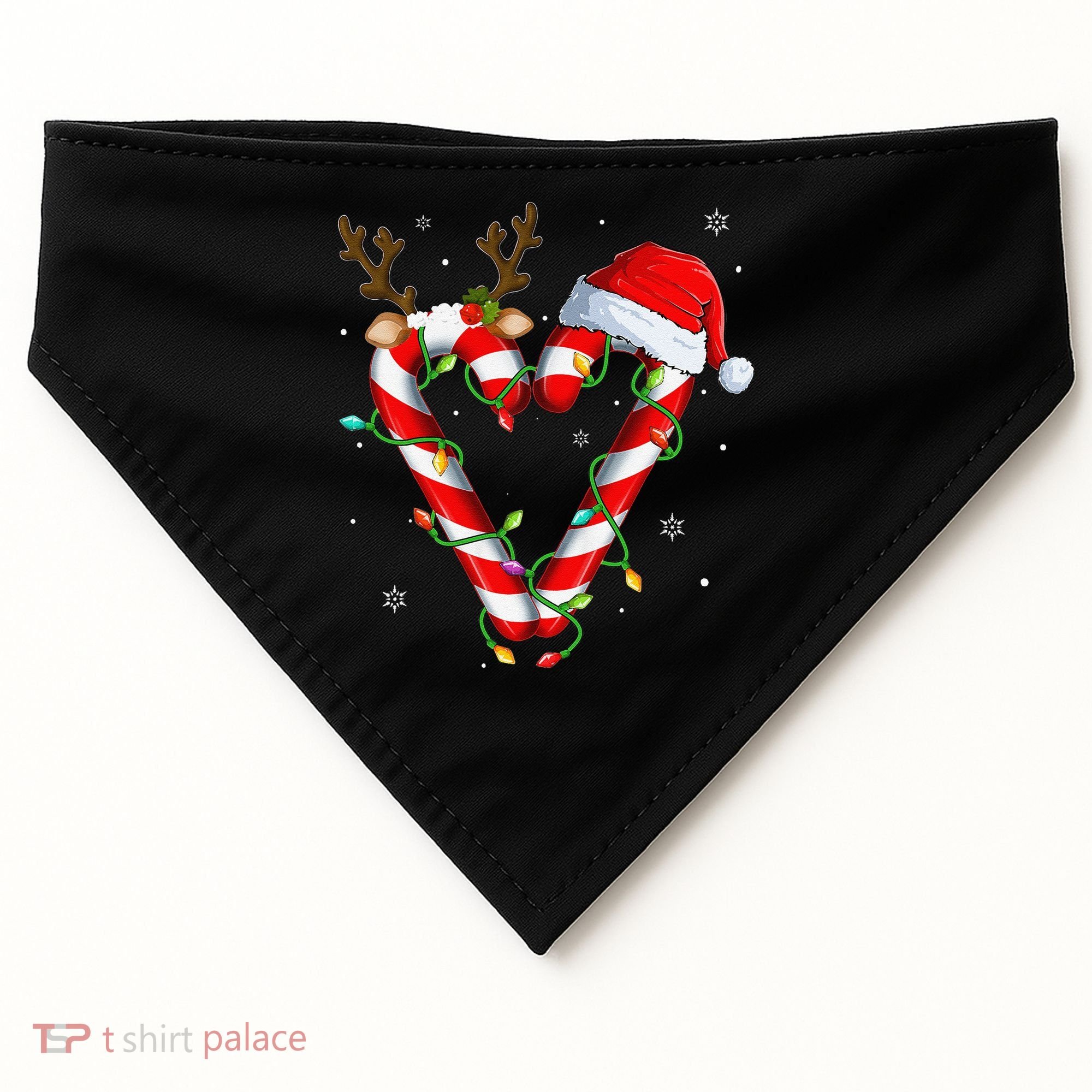 Candy Cane Crew Santa Christmas Lights Xmas Gift USA-Made Doggie Bandana