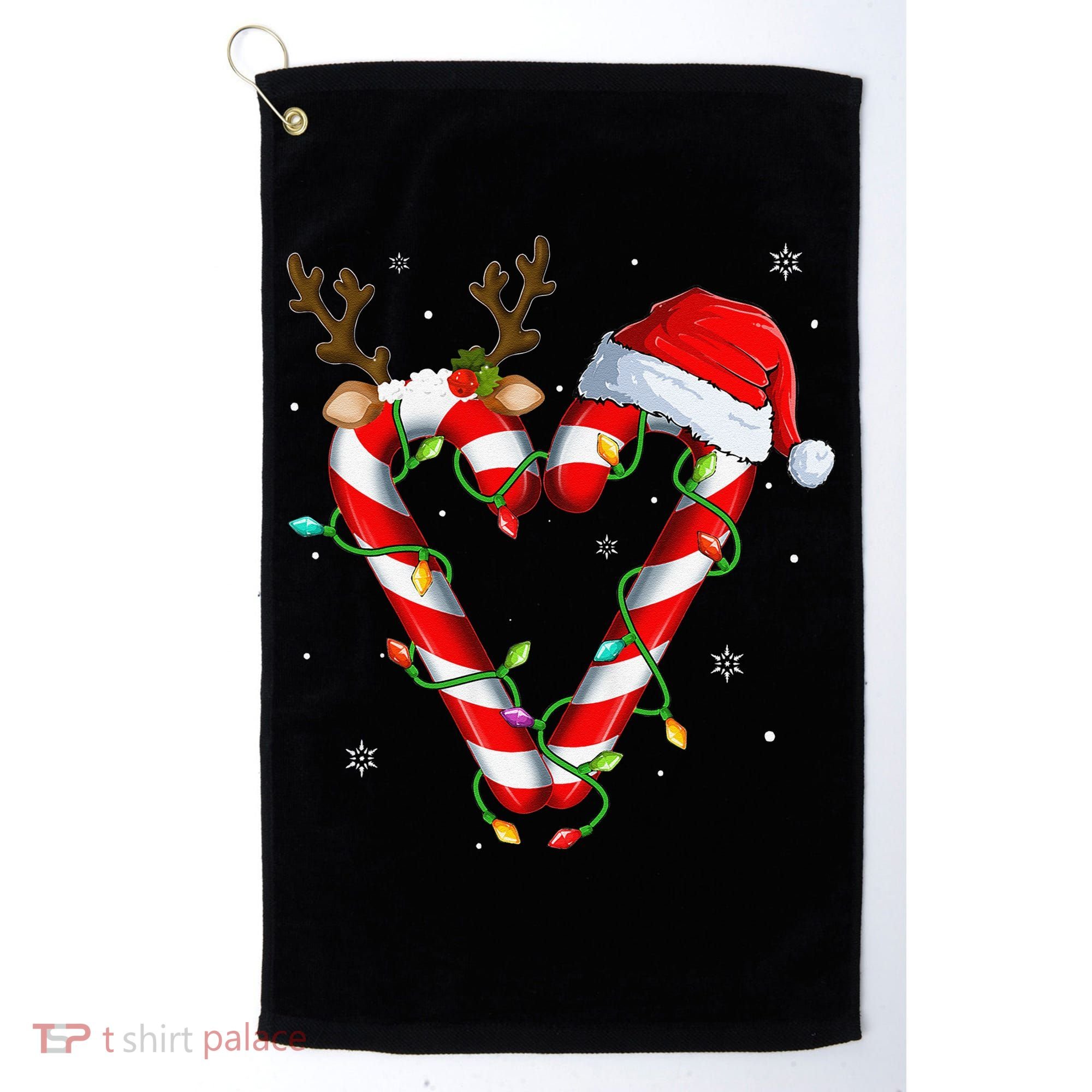 Candy Cane Crew Santa Christmas Lights Xmas Gift Golf Towel
