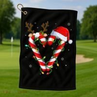 Candy Cane Crew Santa Christmas Lights Xmas Gift Golf Towel thumb 1