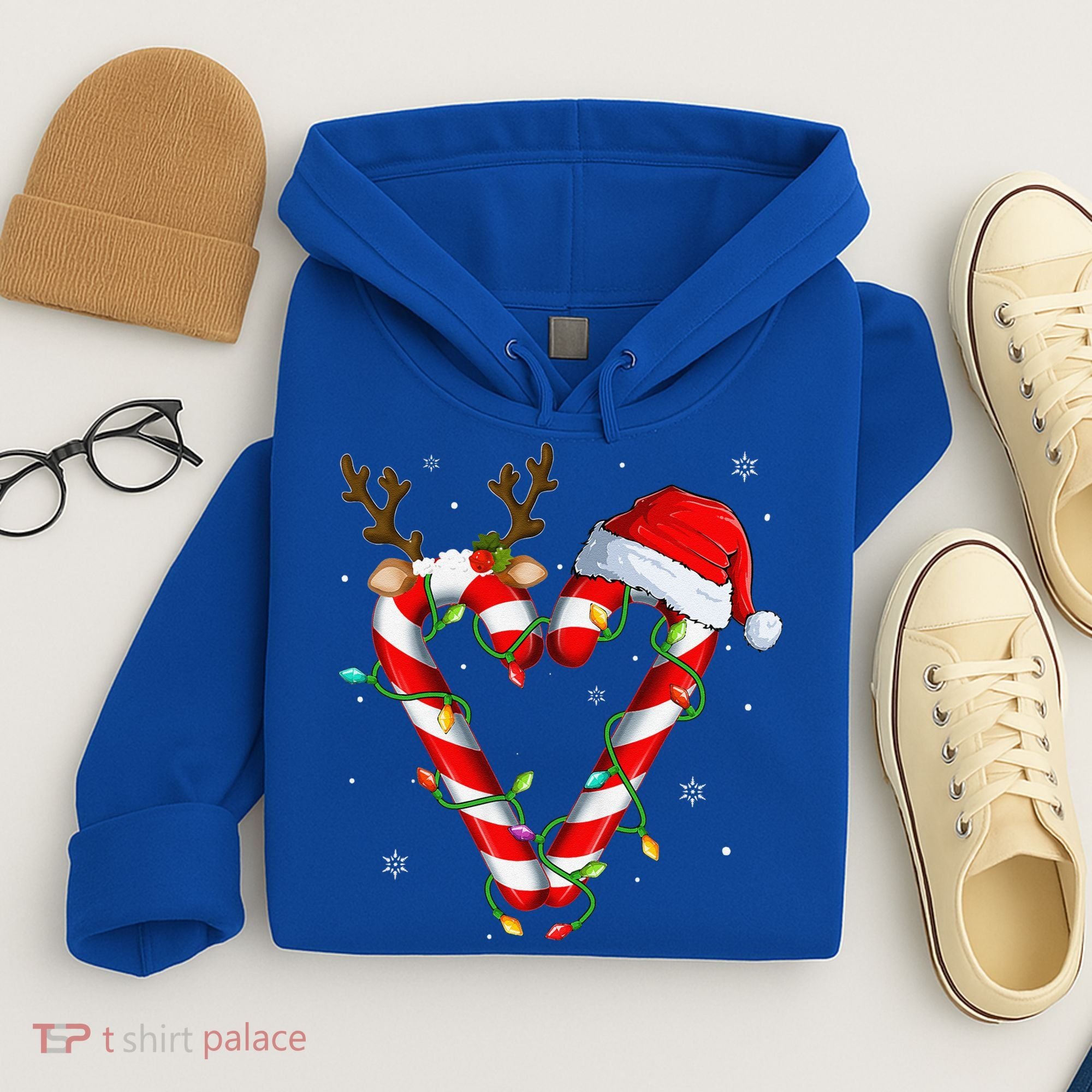 Candy Cane Crew Santa Christmas Lights Xmas Gift Hoodie