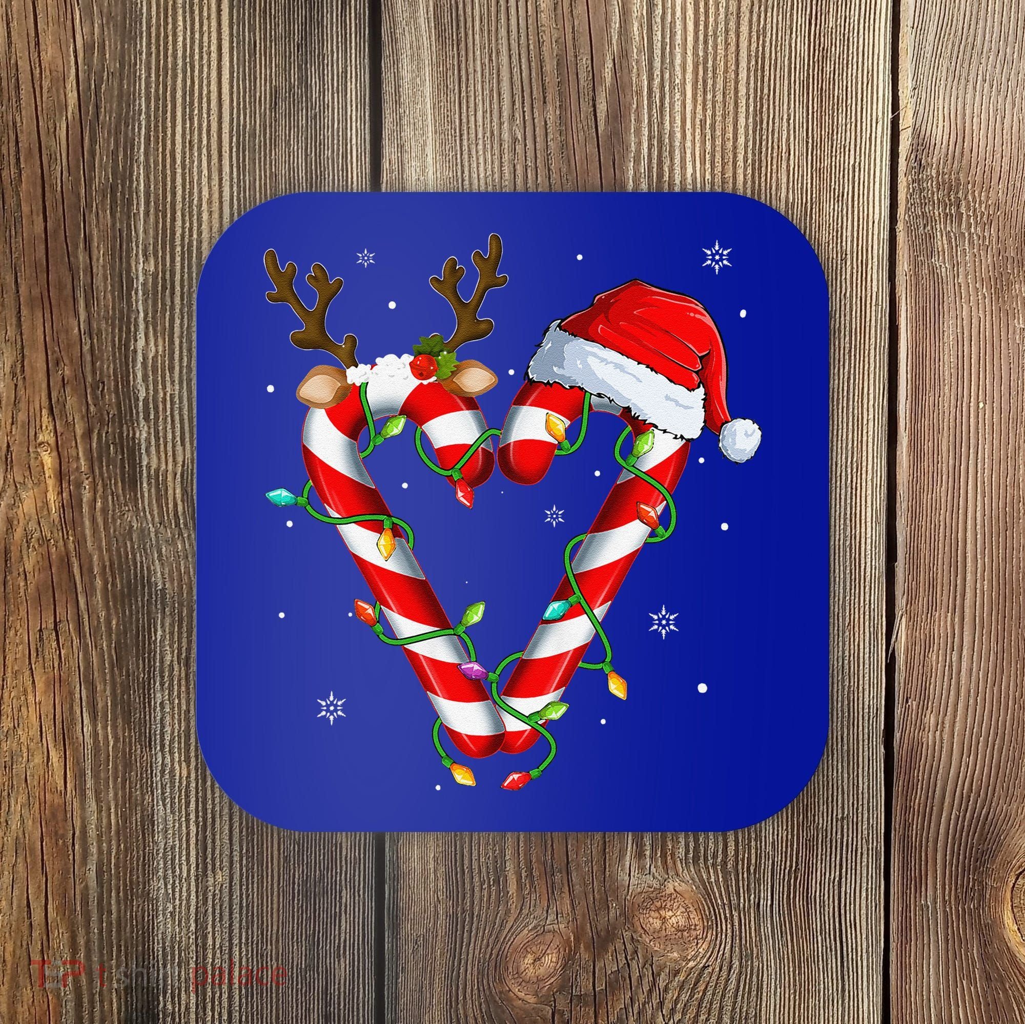 Candy Cane Crew Santa Christmas Lights Xmas Gift Coaster