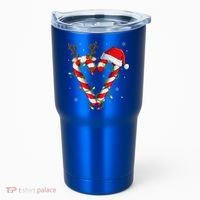 Candy Cane Crew Santa Christmas Lights Xmas Gift Tumbler thumb 0