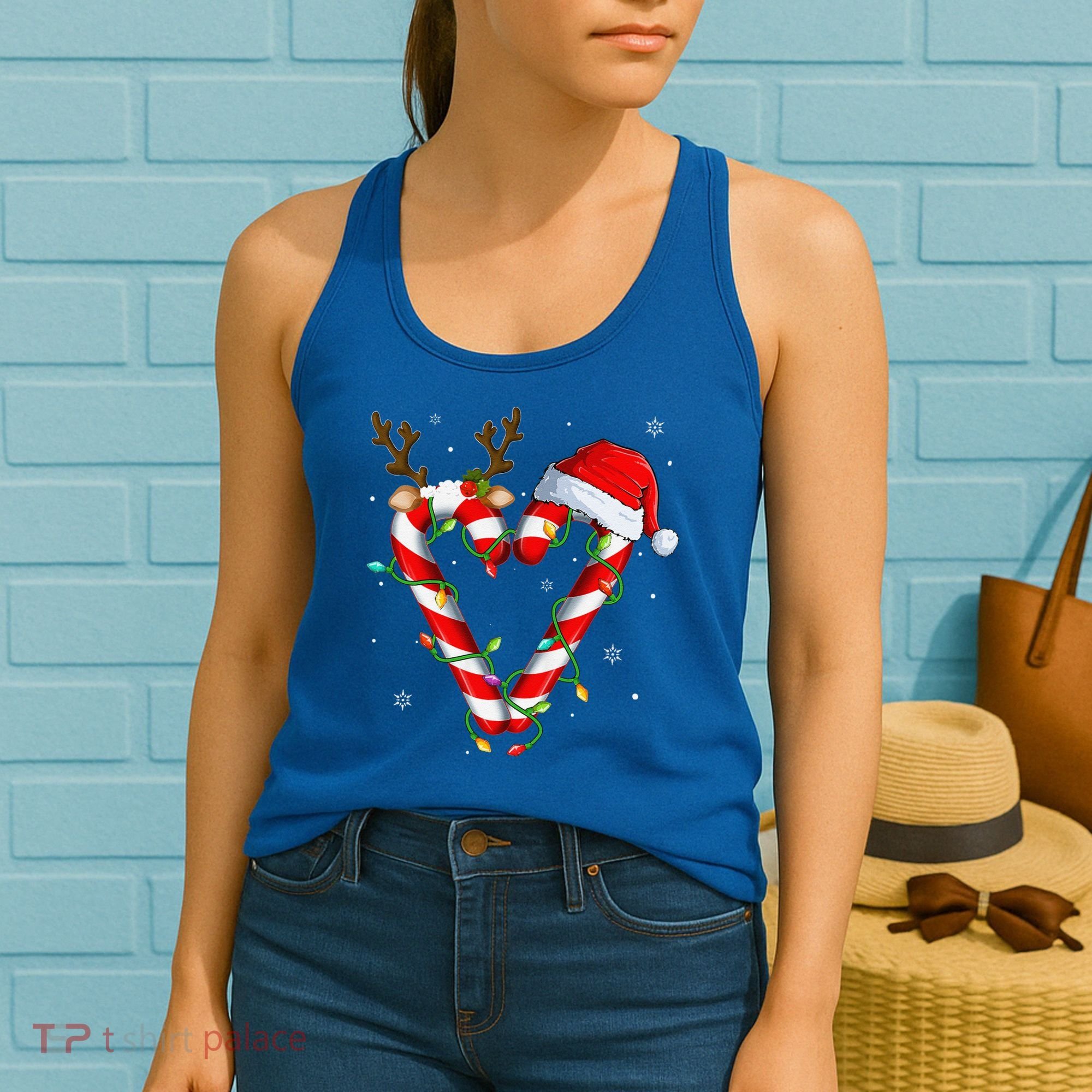 Candy Cane Crew Santa Christmas Lights Xmas Gift Women's Tank Top