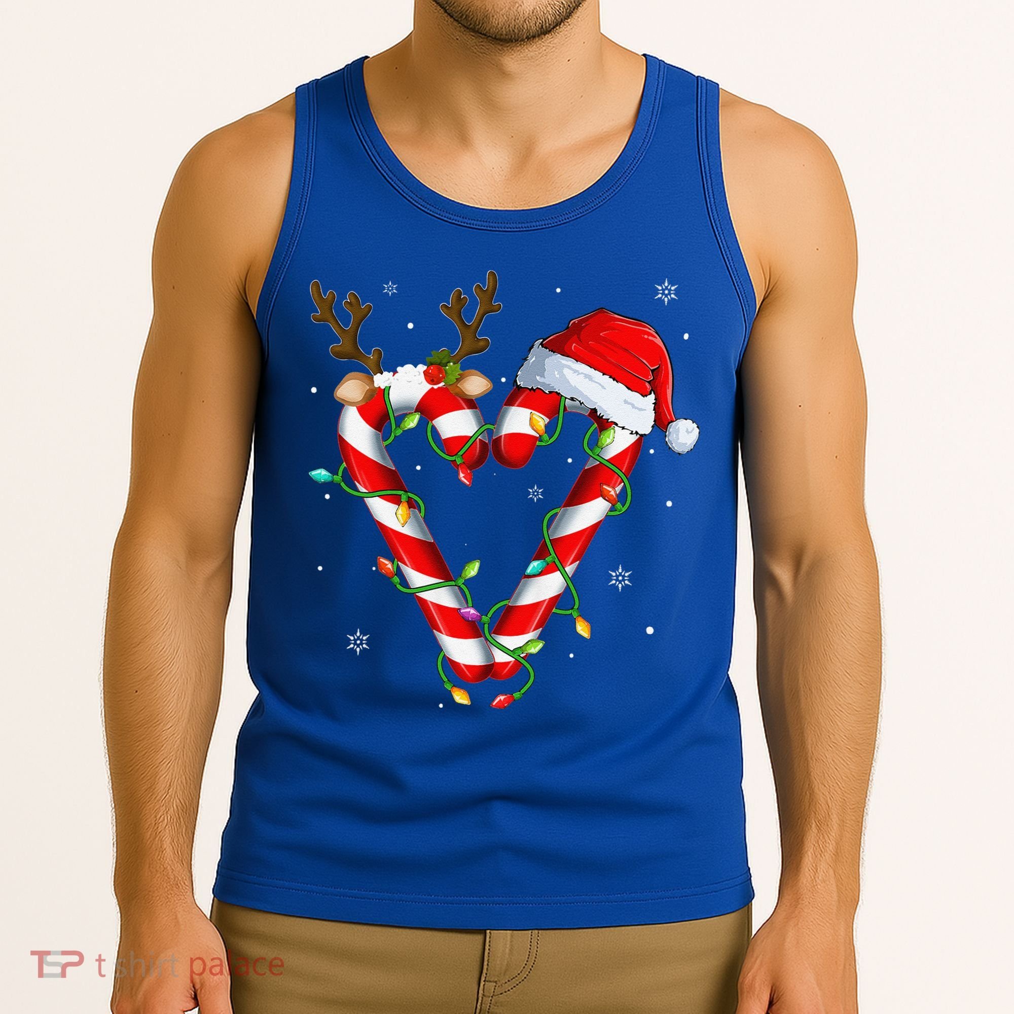 Candy Cane Crew Santa Christmas Lights Xmas Gift Tank Top
