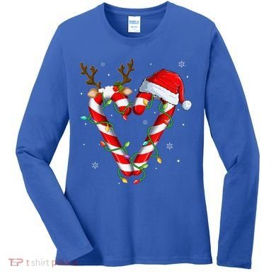 Candy Cane Crew Santa Christmas Lights Xmas Gift Women's Long Sleeve Shirt