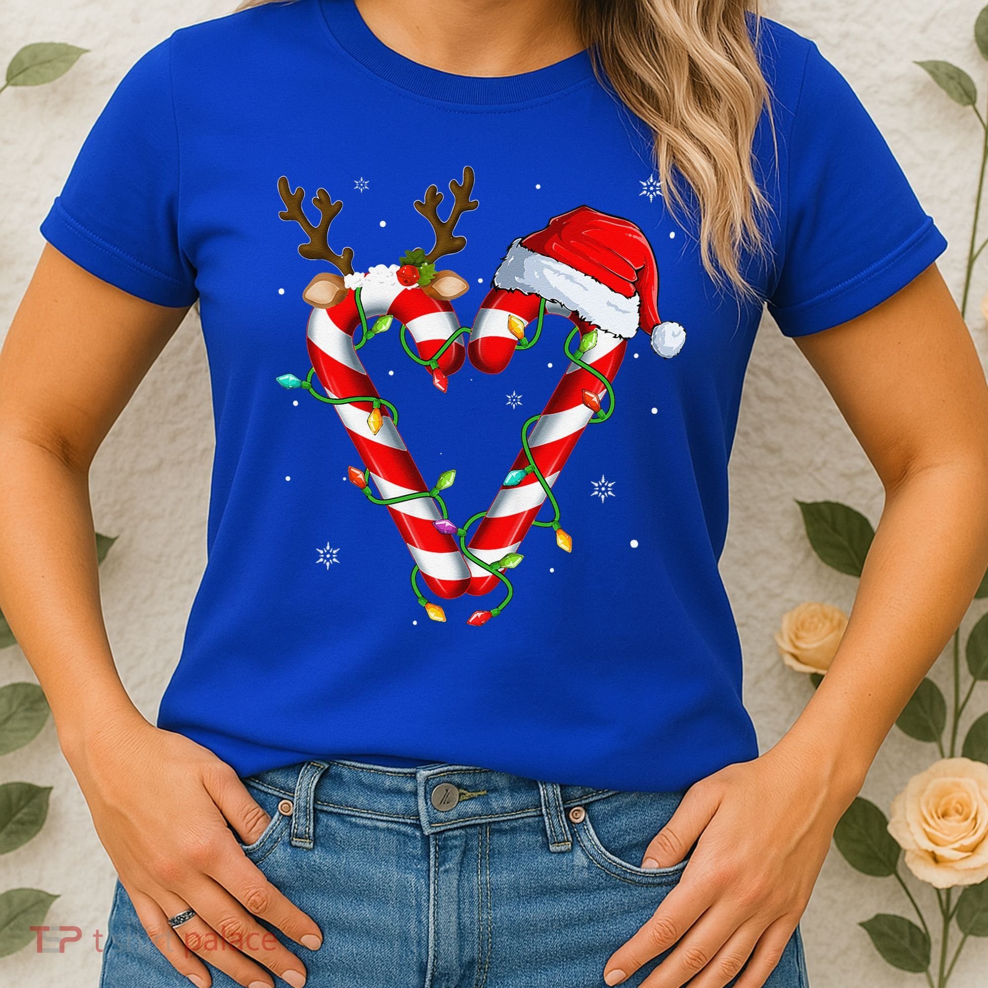 Candy Cane Crew Santa Christmas Lights Xmas Gift Women's T-Shirt