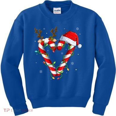Candy Cane Crew Santa Christmas Lights Xmas Gift Kids Sweatshirt