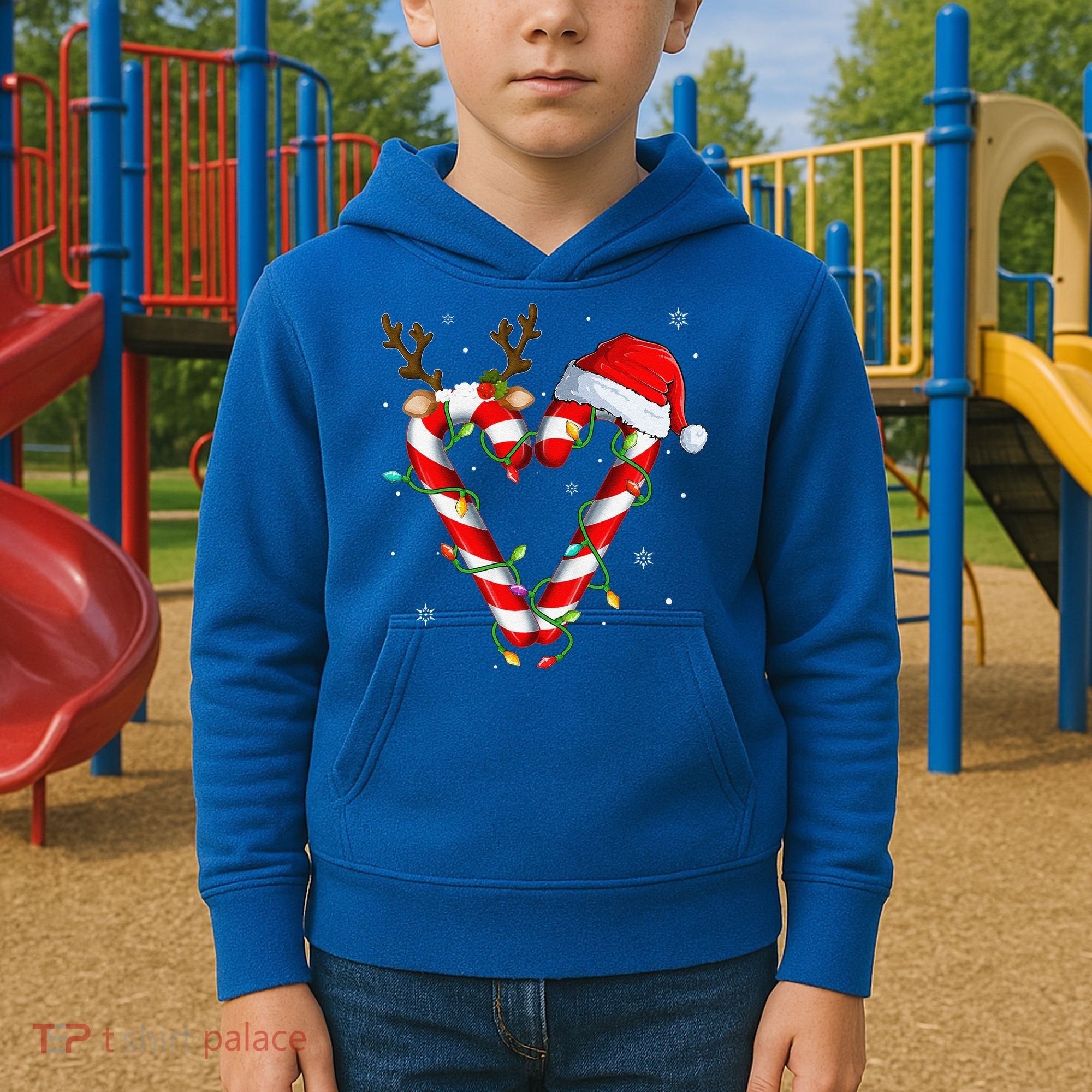 Candy Cane Crew Santa Christmas Lights Xmas Gift Kids Hoodie