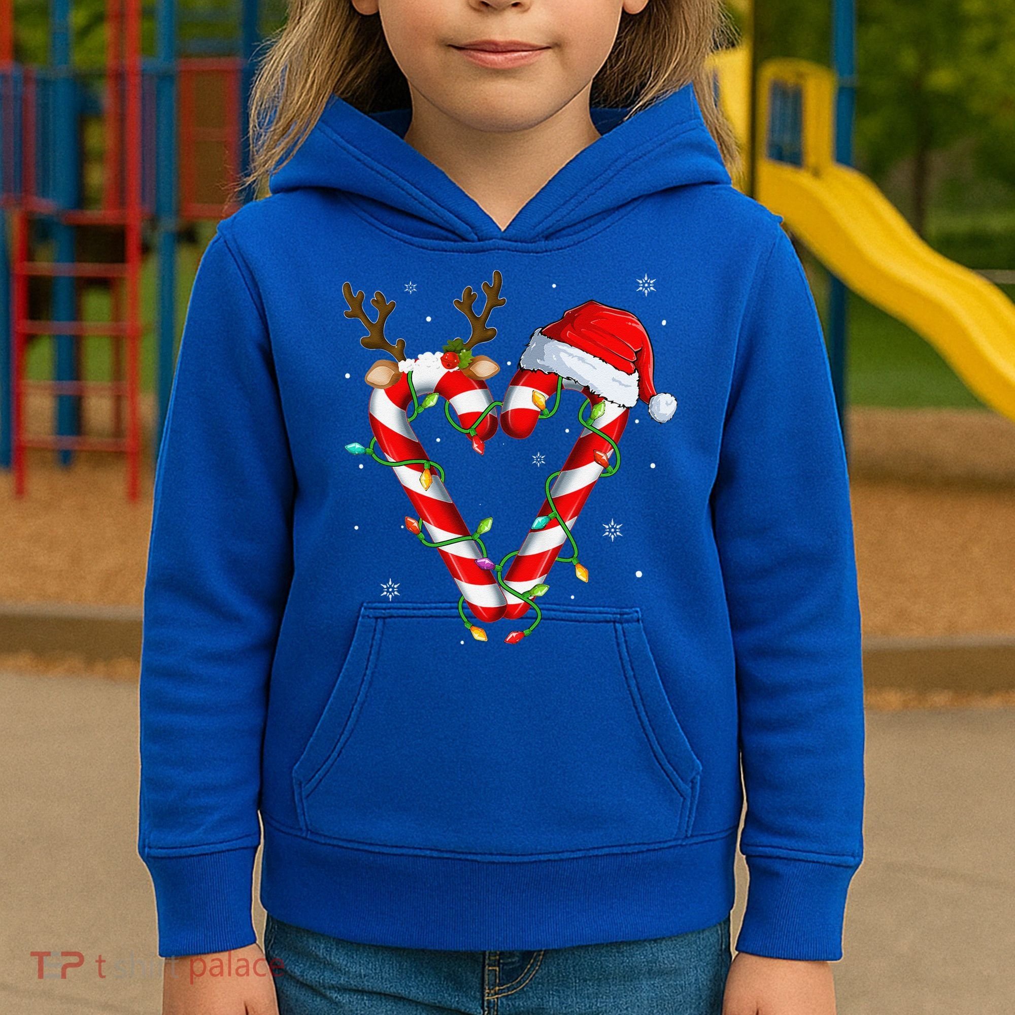 Candy Cane Crew Santa Christmas Lights Xmas Gift Kids Hoodie
