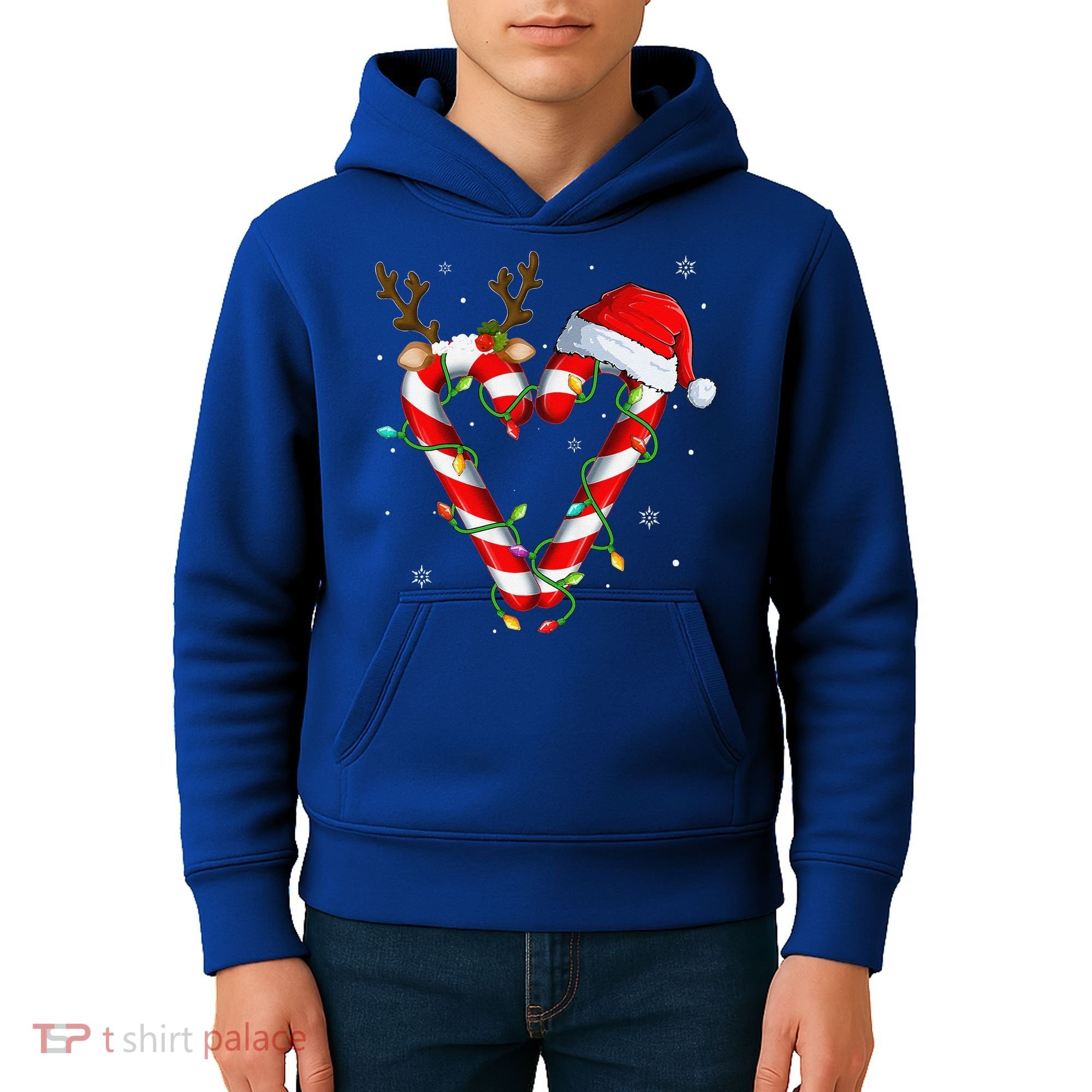 Candy Cane Crew Santa Christmas Lights Xmas Gift Kids Hoodie