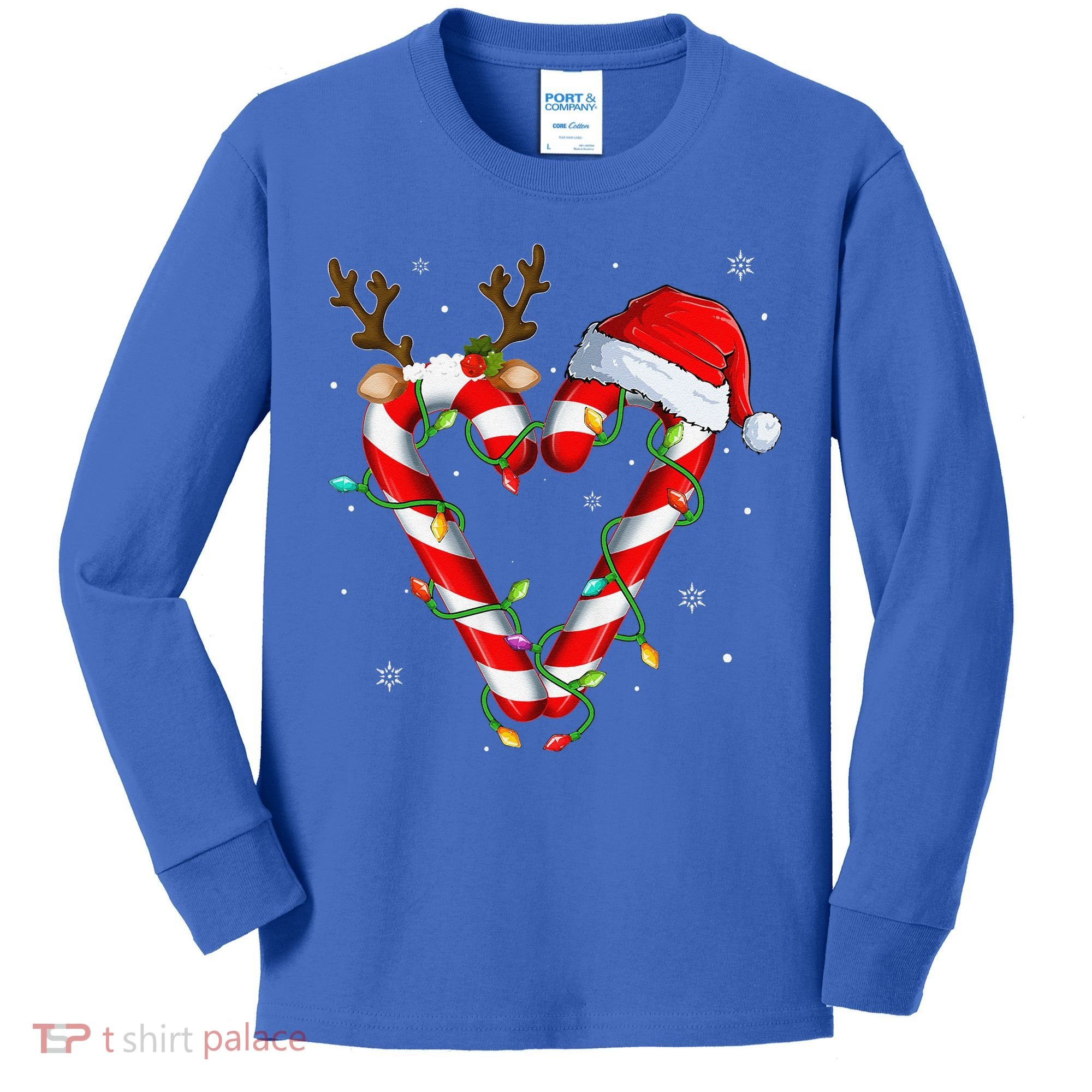 Candy Cane Crew Santa Christmas Lights Xmas Gift Kids Long Sleeve Shirt