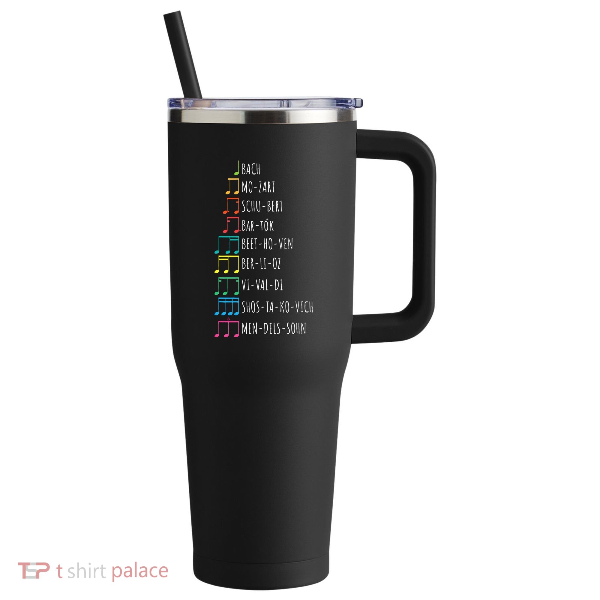 Classic Composers Classical Music Musical Notes 40oz Vacuum Insulated Stainless Steel Travel Tumbler