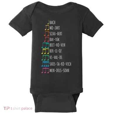 Classic Composers Classical Music Musical Notes Baby Bodysuit