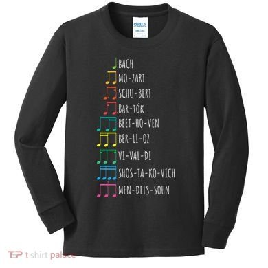 Classic Composers Classical Music Musical Notes Kids Long Sleeve Shirt