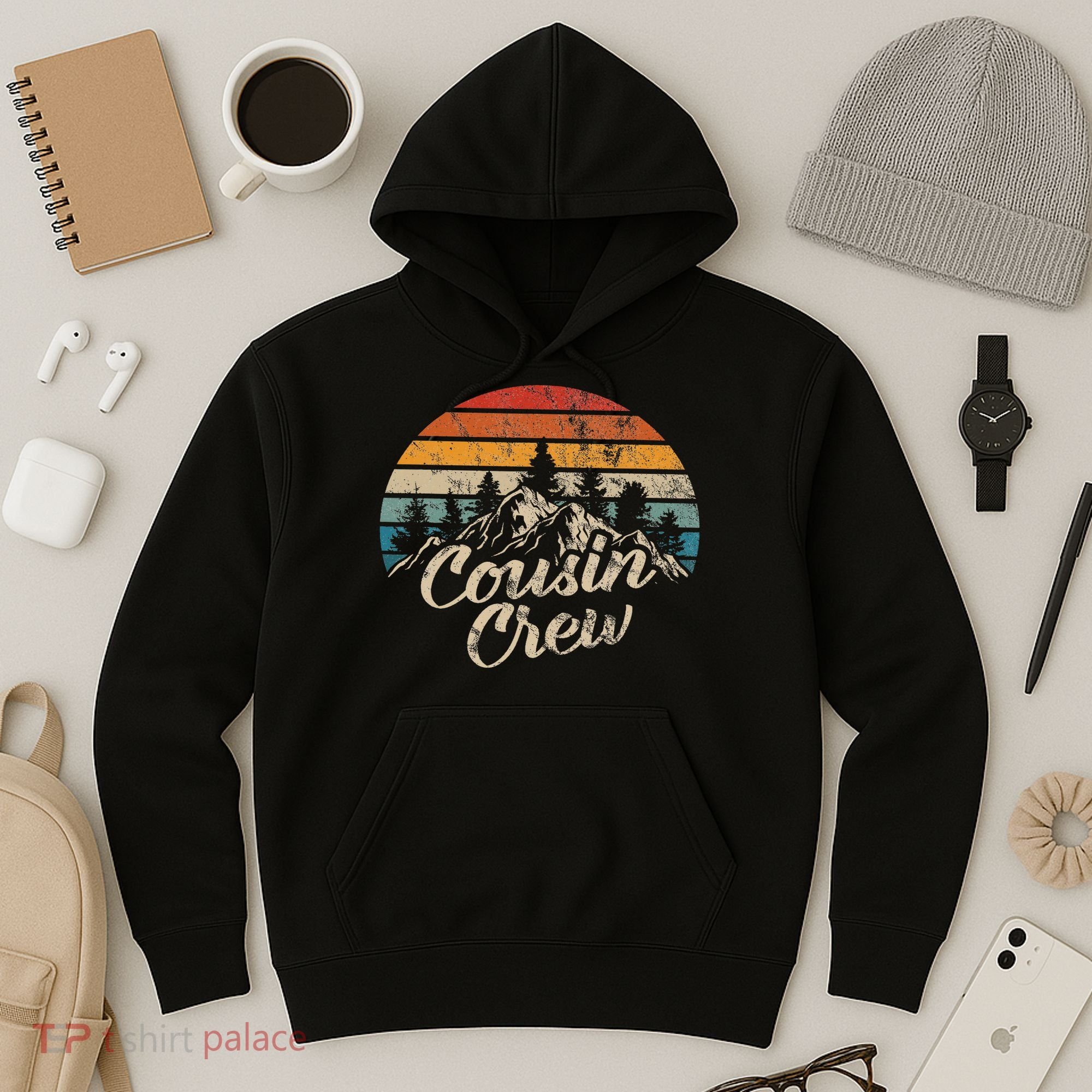 Cousin Crew Camping Outdoor Sunset Summer Camp Hoodie